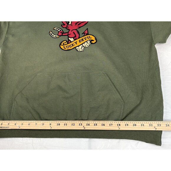 Grunt Style Men’s XXL Green Lucky Devil Hoodie Sweatshirt USMC Military Tattoo - Picture 12 of 15